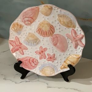 Vintage Majolica Portugal 3D Seashell Decorative Plate-8”